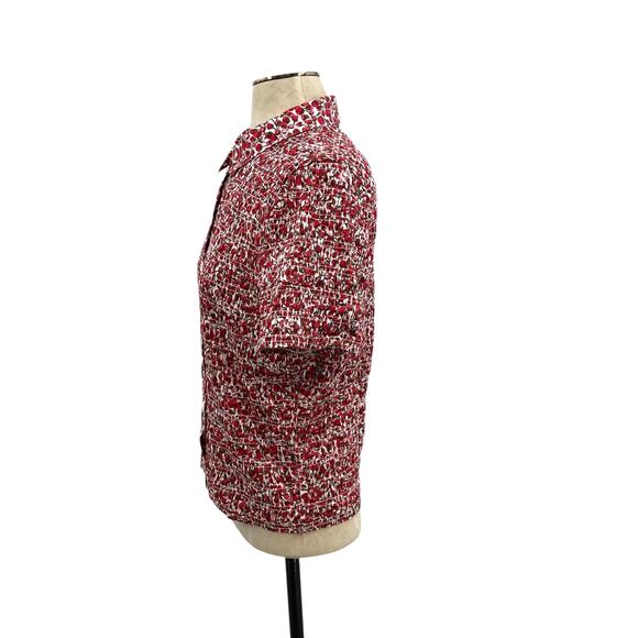 J. Crew Smocked Button-up Shirt Liberty Eliza's Red Fabric Size XL - Picture 6 of 10